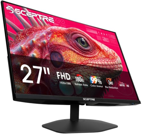 Image of New! Sceptre 27-inch Prime Gaming Monitor DisplayPort x2 180Hz HDMI x2 180Hz Build-in Speakers, Machine Black 2027 (E275B-FW180T Series)