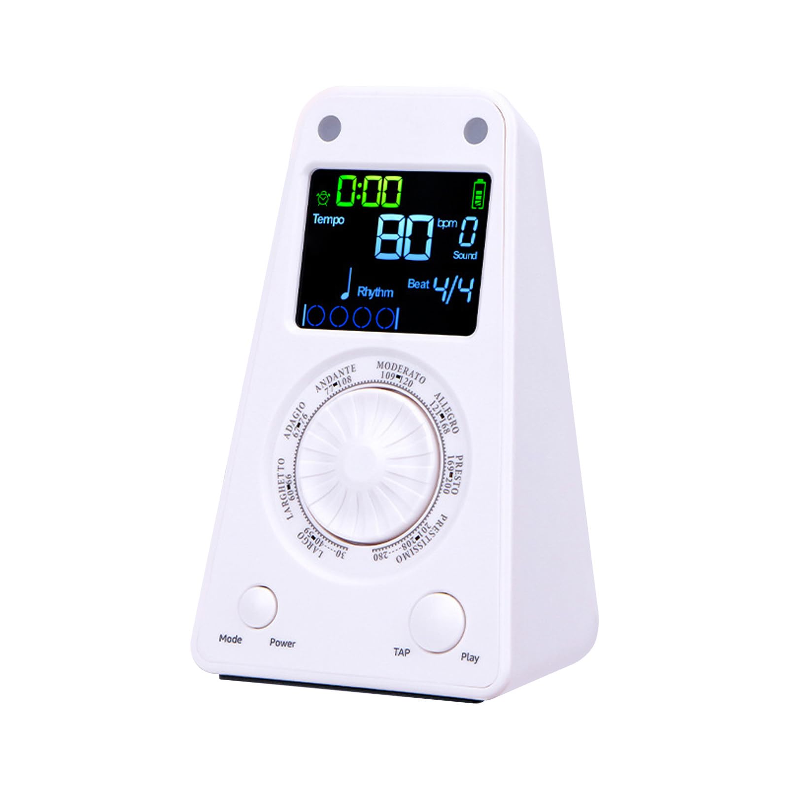 Dilwe Metrónomo Electrónico, Sintonizador de Metrónomo Digital Recargable para la Guitarra de Piano Drum Guzheng (WHITE)