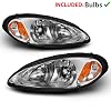 AmeriLite Replacement Headlights Turn Siganl Assembly for 2001-2005 For PT Cruiser OE Factory Style Halogen Bulbs Chrome Pair - Passenger & Driver Side