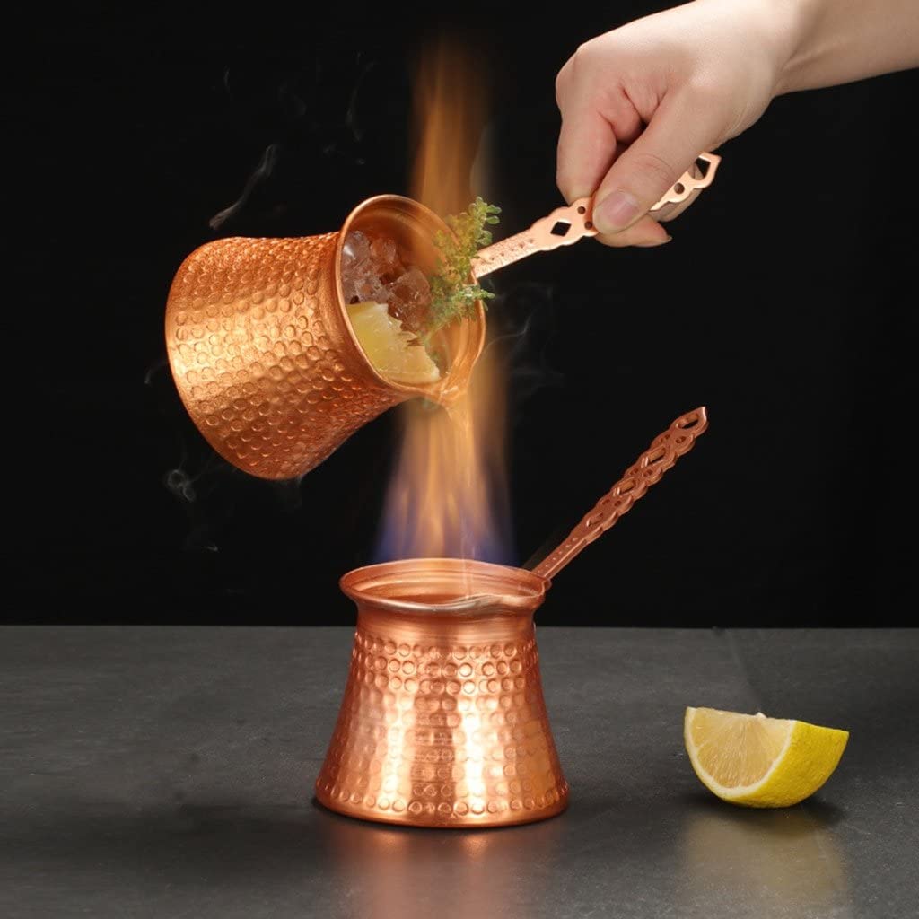 Cobre De Martillo Sólido Turco Greek Árabe Coffee Bok Stovetop Cafetero Cezve Ibrik Briki con