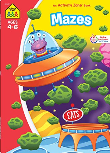 School Zone - Mazes Workbook - 64 Pages, Ages 4 to 6, Preschool