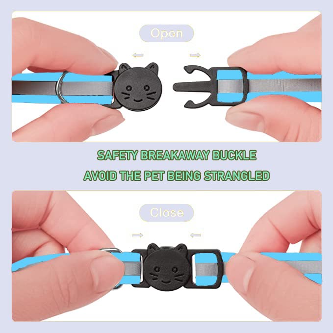Hepplly 6-Pack Cat Collars Quick Release Reflective Kitten Collar with Bell (Light Blue) - Image 4