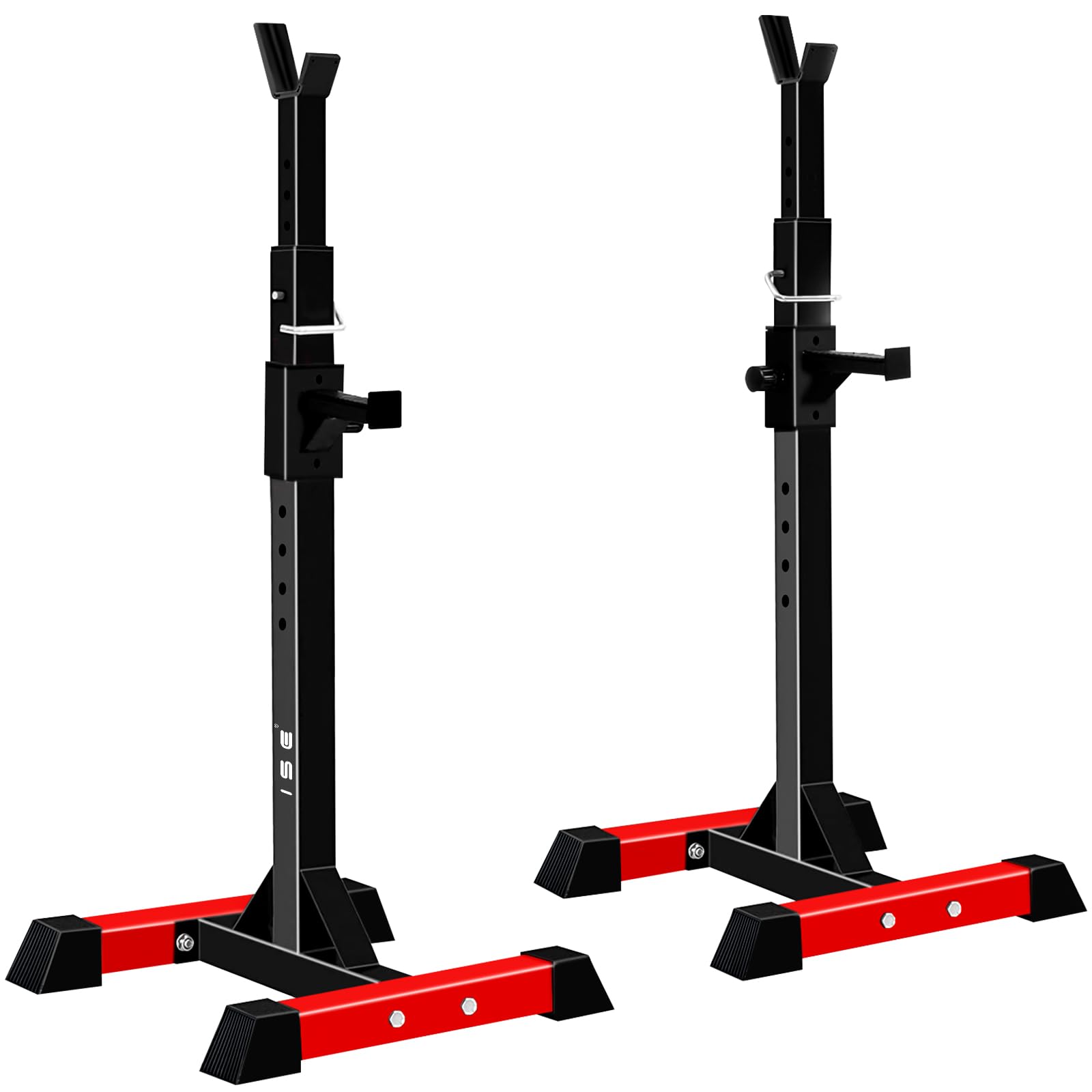 ISE Rack Musculation Multifonction, Squat Rack Adjustable, Rack Squat, Chandelle Musculation 16 Position Hauteur Réglable, Avec Support Barre Super Stabilité, Fitness à Domicile, Capacité Elevée 200KG