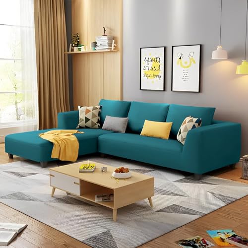 Image of Casaliving Minta LHS 4 Seater L Shape Sofa Set for Living Room (Pine Colour Fabric) Premium Fabric Sofa, Premium Look