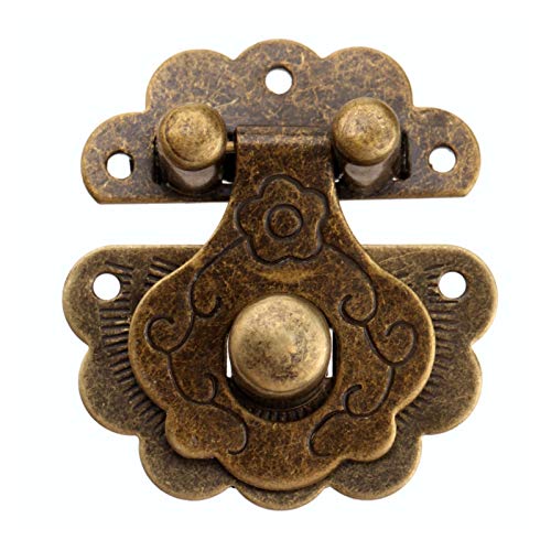 Image of 1Pc Antique Brass Vintage Hasps Decorative Jewelry Gift Wooden Box Hasp Retro Suitcase Latch Hook with Screws 40x36mm