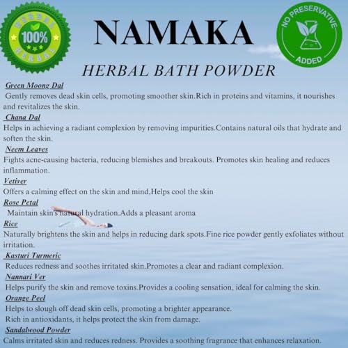 Image of NAMAKA 100% Herbal Ubtan Bath Powder - Natural Body Scrub & Face Pack for Glowing Skin, Exfoliating, Nourishing & Soothing Aromatherapy (500 gram)