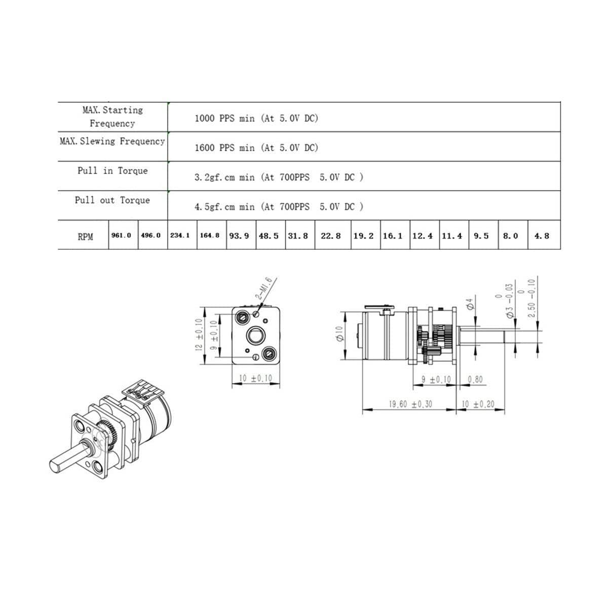 Mini Motorreductor DC 5V Alto Par con Encoder Adelante Atrás