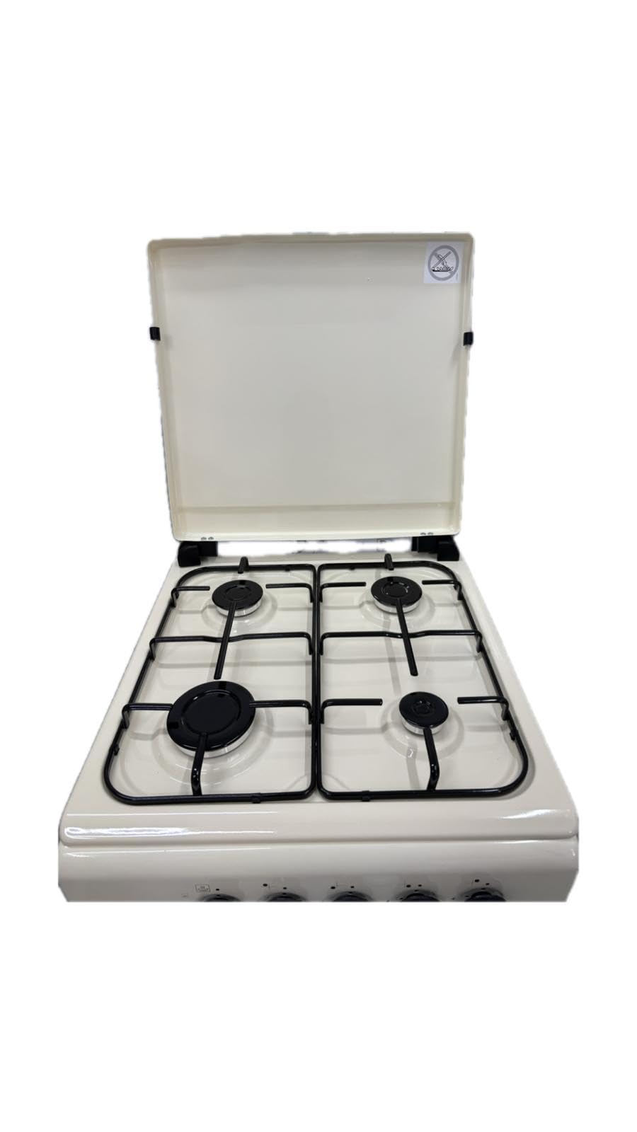 Cucina A Gas 4 Fuochi Con Forno A Gas 50 x 50 cm Colore Beige Rustico Crema Con Coperchio