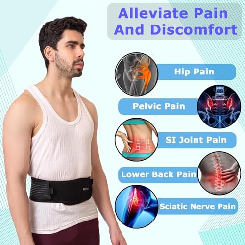 Image of ZEDAN Adjustable Sacroiliac Hip Waist Compression Belt for Men & Women | SI Joint, Pelvis & Lower Back Support Brace | Anti-Slip Hip Support Belt