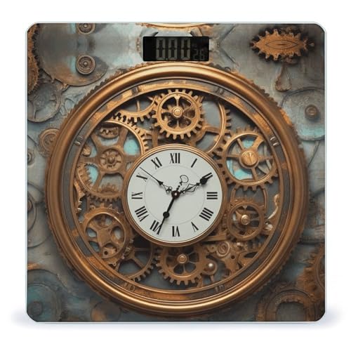 Báscula Digital Rusty Steampunk Clock 180kg con LCD miniatura 1