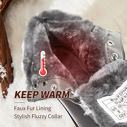 BABUDOG Womens Waterproof Ankle Boots for Outdoor (Non Slip Outsole),Fashion Combat Boots with Side Zipper,Warm Fur Lined Winter Snow Boots2