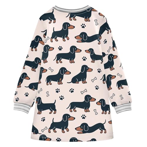 JUNZAN Dachshund Paws Pink Girl Princess Dresses Soft Toddler Baby Party Clothes Outfit 2T2