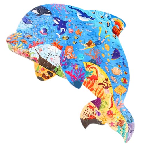 Puzzles for Kids Ages 4-6,8-10 and Adults 108 Pieces Dolphin Shaped Jigsaw Puzzle...