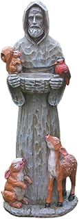 Housoutil St Francis Bird Feeder Blessing Religious Garden Decor Statue Outdoor Sculpture Wild Bath Bird Feeder Francis of Assisi Catholic Lawn Patio Decor
