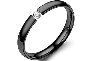 2mm Black Zirconia Wedding Ring Band for Women
