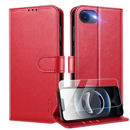 UITUIM Coque pour iPhone 16e / iPhone 17e Coque Etui Portefeuille Cuir avec Verre Trempé Protection Écran Porte Carte Rabat Clapet Flip Case Étui Cover...