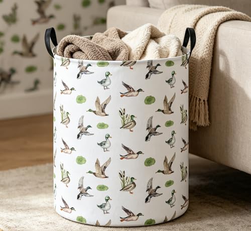 Image of Essme Kids Laundry Basket,Duck Hamper Collapsible Waterproof Storage Bin for Home Decor,Gift Baskets(Green Duck)