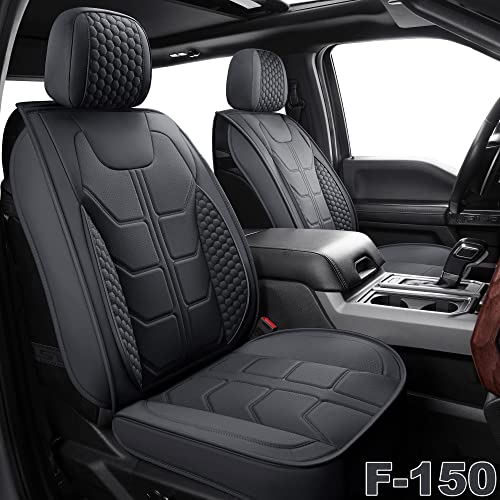 GXT Car Seat Cover Front Seats Cover with Waterproof Leather, Automotive Seat Cushion for Pickup Truck Fit for Select 2009 - 2022 Ford F-150 Models and 2017 - 2022 F250 F350 F450 Models (Black)
