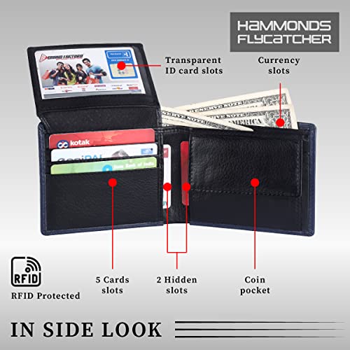 HAMMONDS FLYCATCHER RFID Protected Bi-Fold Wallet for Men Leather Original, Mens Wallet, Leather Wallets for Men, Stylish Purse with 5 Card Slots, 2 ID Slots, Coin Pocket, Mens Gift - Black 4