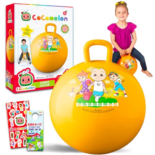 Cocomelon Hopper Ball Outdoor Toy Set - Bundle with 15" Cocomelon Hopper Ball for Boys and Girls Outdoor Activities, Parties Plus Stickers, More | Cocomelon Outdoor Toys for Toddlers
