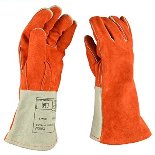 Preisvergleich Produktbild Zantec 1 Paar Feuerbeständige Handschuhe für SchweißenSchweißen, Dicke Schwere Handschuhe Hohe Hitzebeständig Robust Große Kamin Handschuhe Hände Schutz