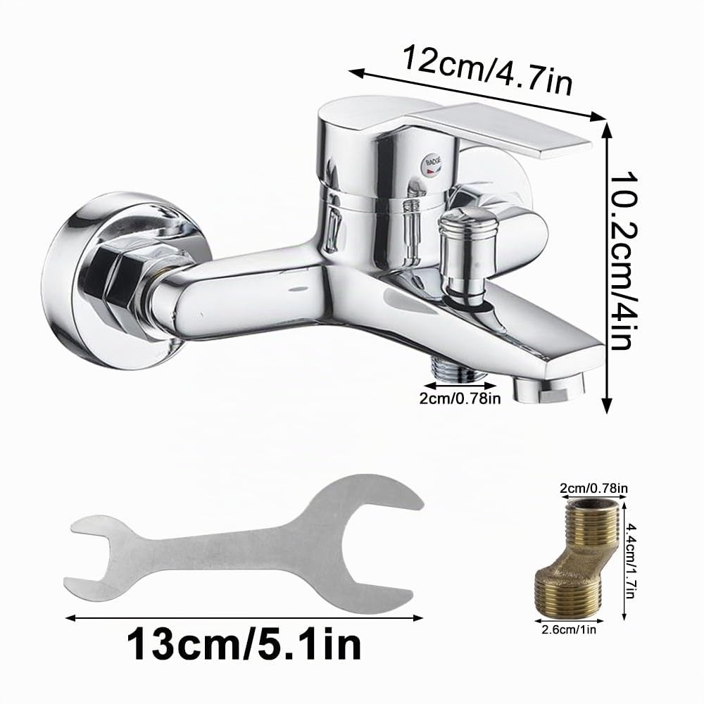 Robinet de baignoire mural - Mitigeur monocommande chaud et froid - Kit complet avec 8 accessoires de montage pour douche et baignoire