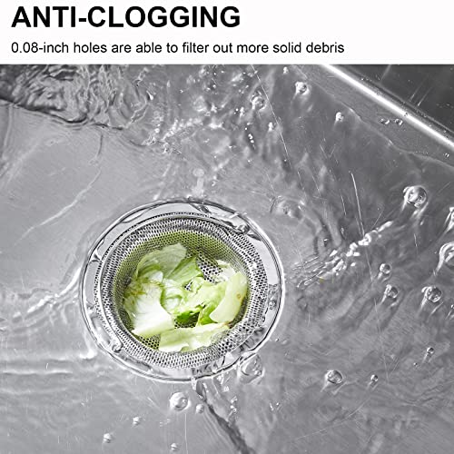 Kitchen Sink Strainer Upgrade 304 Stainless Steel, Kitchen Sink Drain Strainer With Handle，Sink Strainers With Large Wide Rim 4.5" Diameter For Kitchen Sinks (2Pcs) #TOP5