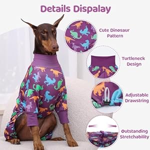 Dog Pajamas for Large Dogs Big Dog Onesie Big Dog Clothes Anti Shedding Anti Licking Post Surgery Recovery Dog Pjs Cotton Soft Material Stretchable Dog Pajamas U COSP03XL