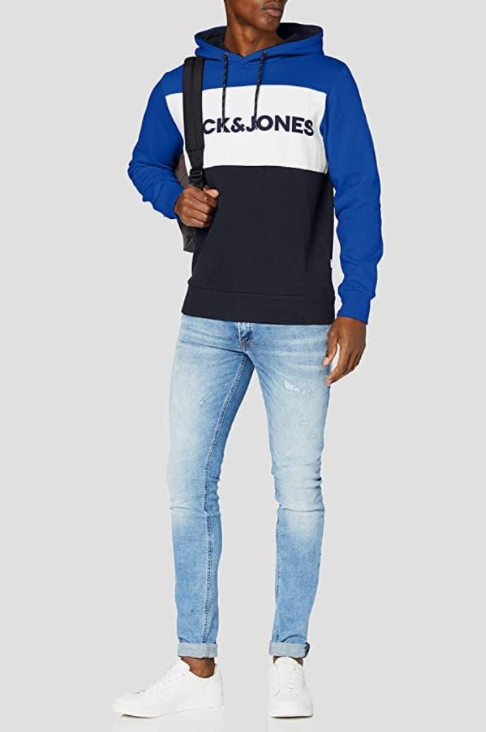 JACK & JONES Uomo Felpa Stampata Calda Logo Maglione Pullover Basic Hoodie Maglietta a Cappuccio JJELOGO