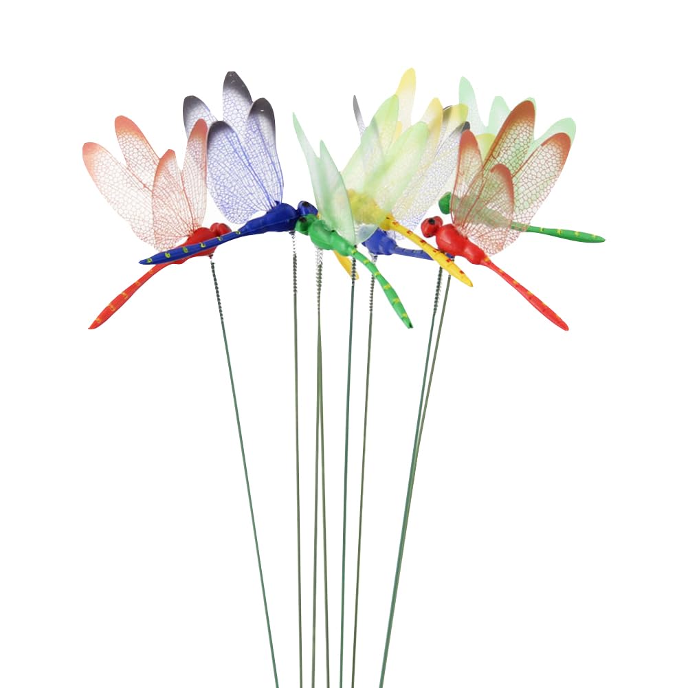 HugeDE 10 Pcs Decorative Artificial Dragonflies Craft Dragonflies Dragon Fly Garden Stakes 3D Dragonfly Garden Decorations Ornaments for Indoor Outdoor