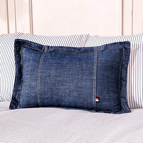 Elegant Life Home 100% Cotton Washed Denim Decorative Throw Pillow Covers Dark Blue Cushion Covers Set Soft Oblong Pillow Case Shell For Car Sofa Bedroom (12'' X 18'', 2 Pcs) #TOP1