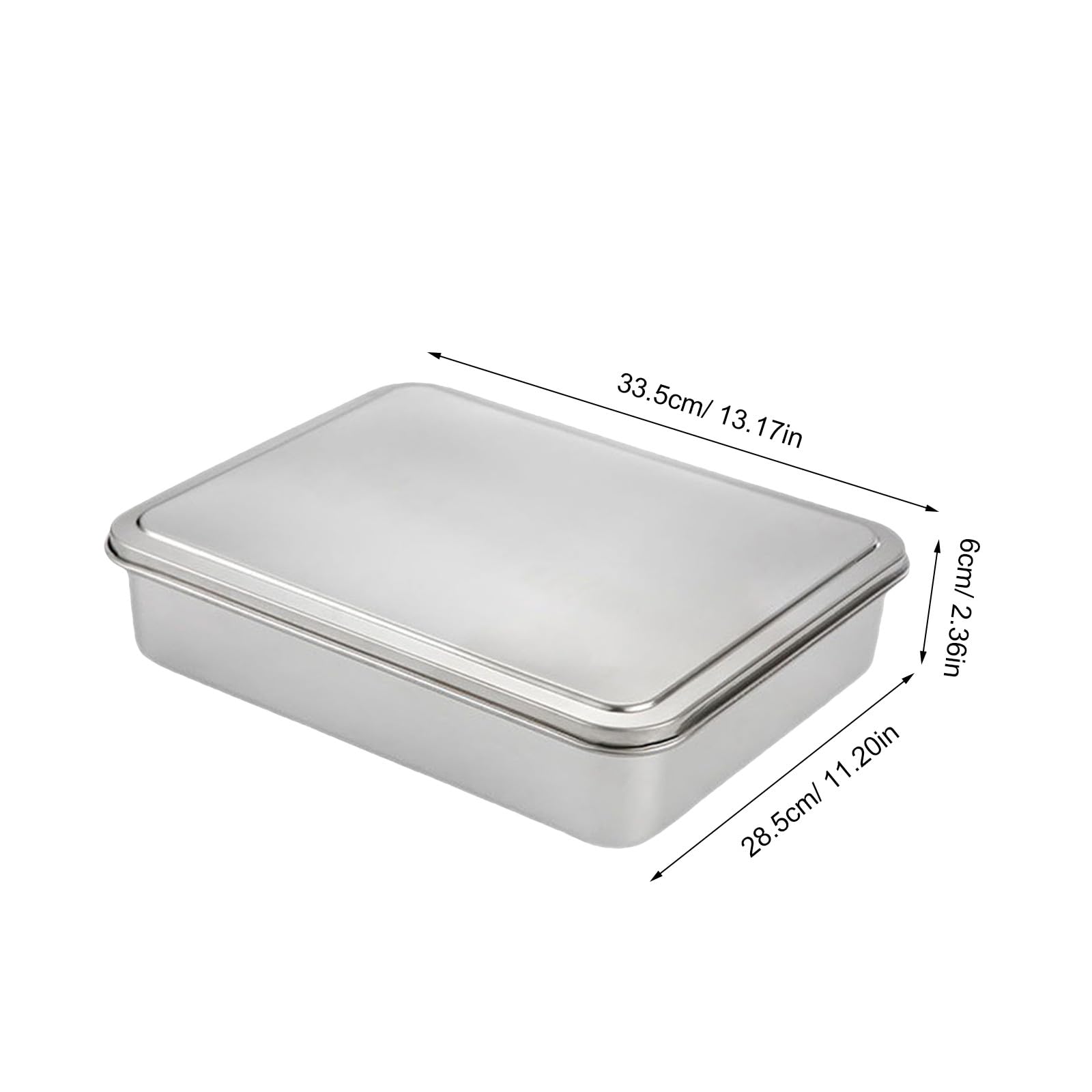 NOLITOY Teglia per Tiramisù in Acciaio Inox 335X285X6 CM con Coperchio Scatola per Dolci Rettangolare Tortiera Antiaderente per Forno e Conservazione Alimenti Uso Domestico e