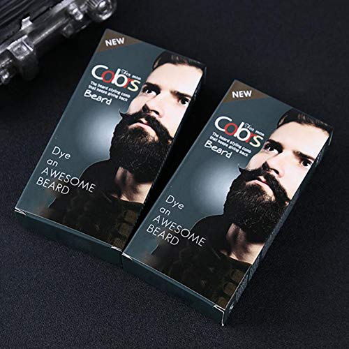 Lucoss Coloration barbe Teinture barbe Beard Color Gel Crème Colorfast Longue Durée Non Toxique Sans Stimulation Crème Teinture Barbe-Noir Cover