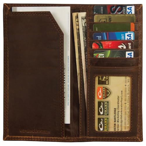 Drake Waterfowl Leather Checkbook Wallet with The Metal Oval Logo, Brown (DA7007-LEA)2
