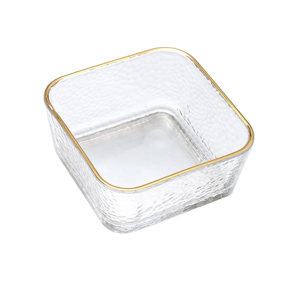 Risedot Paper Clip Holder Glass Bowl, with Gold Rim Hammered Texture Paperclips Elegant Desk Organizer Accessories