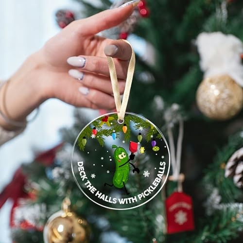 Pickleball Ornaments for Christmas Tree Decorations - Pickle Ball Christmas Ornament - Pickleball Lovers Gifts Ideas for Women Men - Acrylic Keepsake Xmas Decor - Thumbnail 3