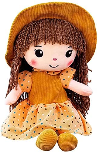 SHANGMAOYO 40CM Dolls Baby Girl Gifts Rag Doll,Fluffy Rag Doll Plush Stuffed Toy Soft Doll Gifts with Hat Skirt Princess Plush Toy Cute Little Girls Dolls Companion Toys (yellow)