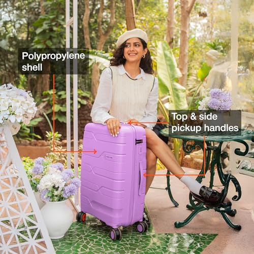 Image of Nasher Miles Paris Hard-Sided Polypropylene Check-in Luggage 28 inch | 75cm | 8 Wheels Large Trolley Bag for Travel | Suitcase (Purple)
