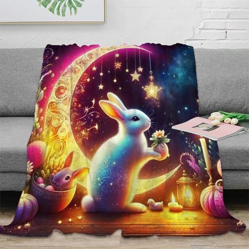 Couverture lapin peluche chaude à impression 3D relief et microfibre douce - 2