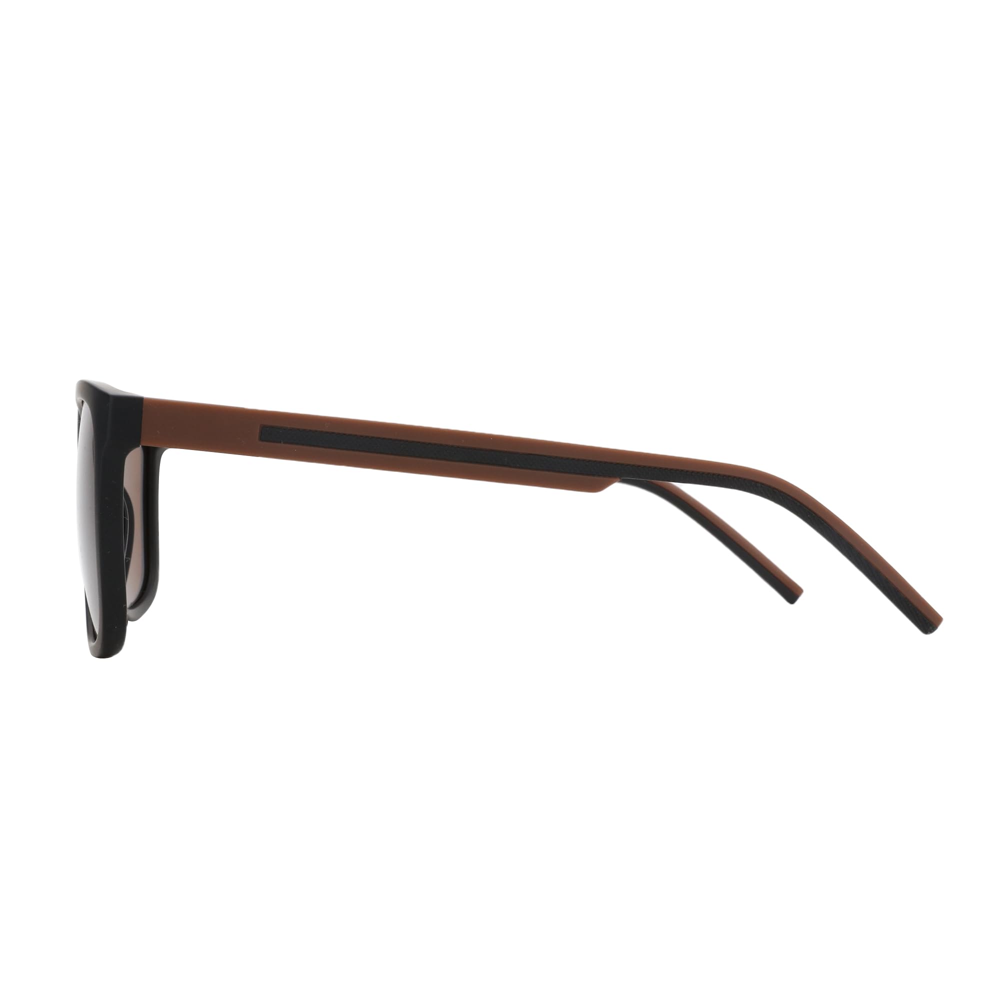 Gafas de sol polarizadas para hombre, ligeras, TR90, con marco cuadrado, protección UV400, C03 Marco Negro Lente Marrón, M 3