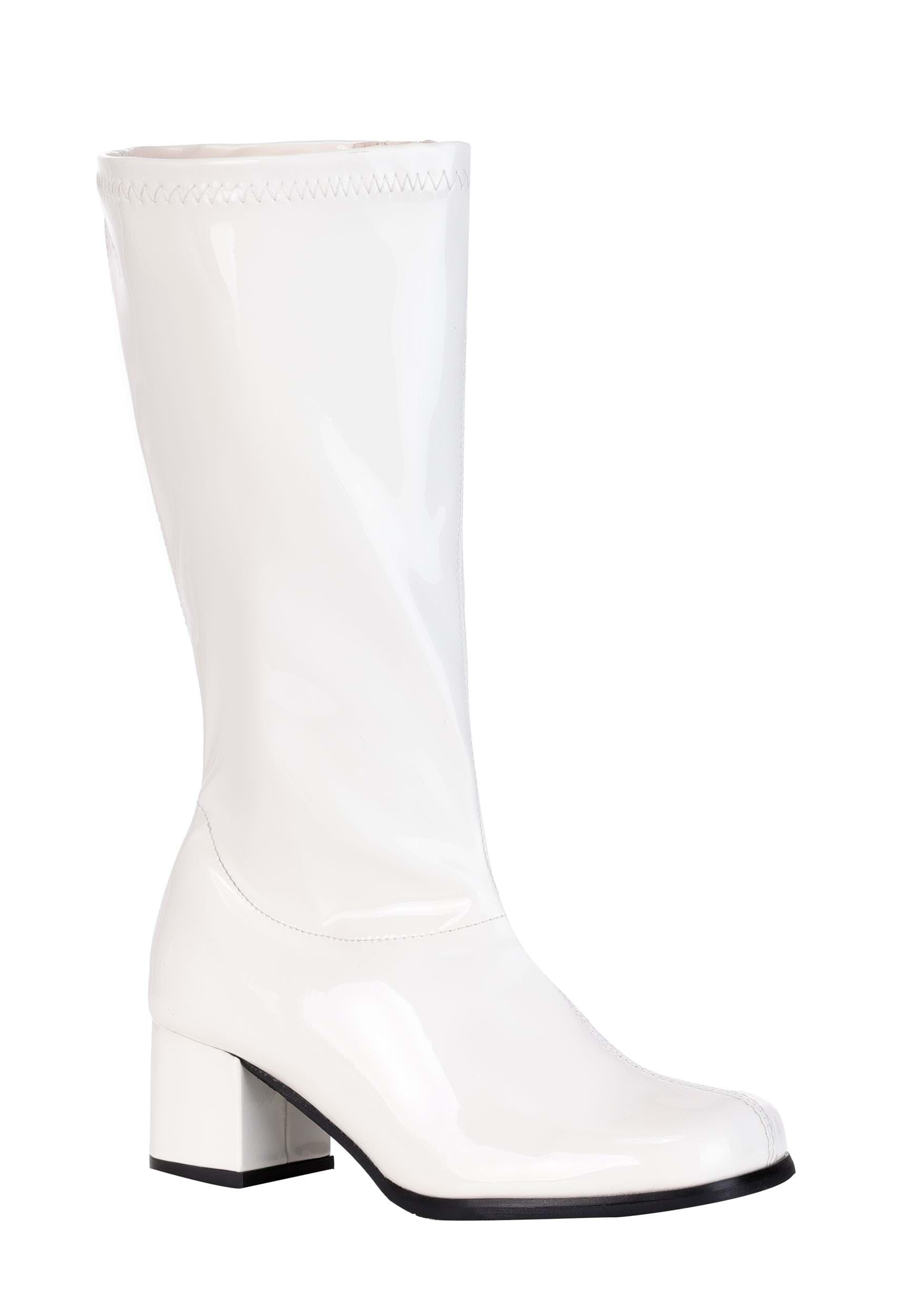 Fun Costumes Girls White Gogo Costume Boots with Zipper | Disco, Party, 60s Themed, Halloween, Dress Up 3 Little Kid