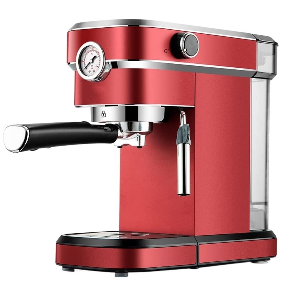 Máquina de café espresso de 15 bares, cafetera espresso y capuchino con espumador de leche, depósito de agua extraíble de 1,1 L, ideal para el hogar y la oficina (color rojo) (rojo)