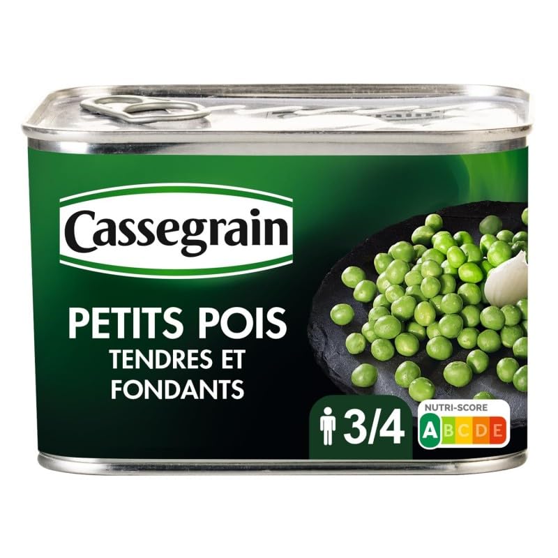 CASSEGRAIN - Petits Pois Tendres Et Fondants - Sachet de 495g pour une pause saine et gourmande - Conserve de légumes de qualité premium - Le Lot De 4