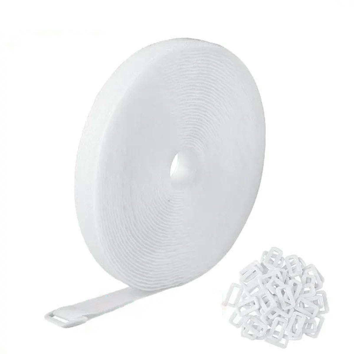5/2/1Meter Reusable Fastener Hook and Loop Securing Straps with Buckles Adjustable Cable Straps Cut Length Nylon Cable Ties-White Width 16mm-1Meter 5Pcs Buckles