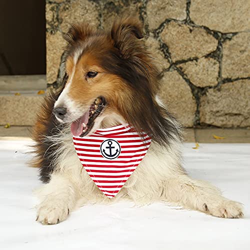 MEGA NOCKO Bandana Halstuch für Hunde und Katzen, gestreift Segeln Anker stabiles Hundehalsband Nylonhalsband waschbar mit Verstellbarer Halsgröße Pet Katzenhalsband in rot oder blau