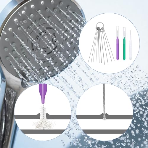 Image of 60pcs Shower Head Cleaner Tools Kit, 2 Designs Shower Head Cleaning Brushes Multi-Size Showerhead Anti-Clogging Cleaner Picks for Bathroom Small Hole Nozzle Gaps Slot (Purple, Green, White)