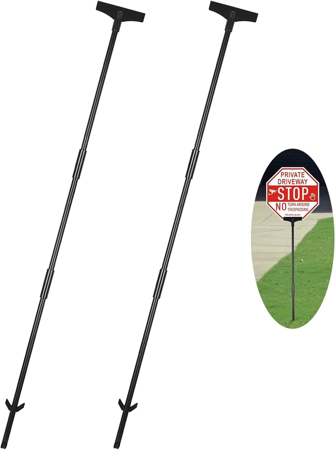 2-Pack 48 Inch Aluminum Yard Stakes for Outdoor Signs - Rustproof & Heavy Duty, No Tools Needed for Quick Installation - Fits 7 to 15 Inch Signs - Powder-Coated Finish for Durability & Elegant Look