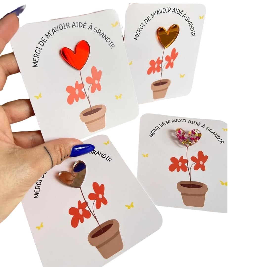 Pin's Broche à Personnaliser avec le Coeur de Votre Choix - Merci Maîtresse Maître Atsem Nounou