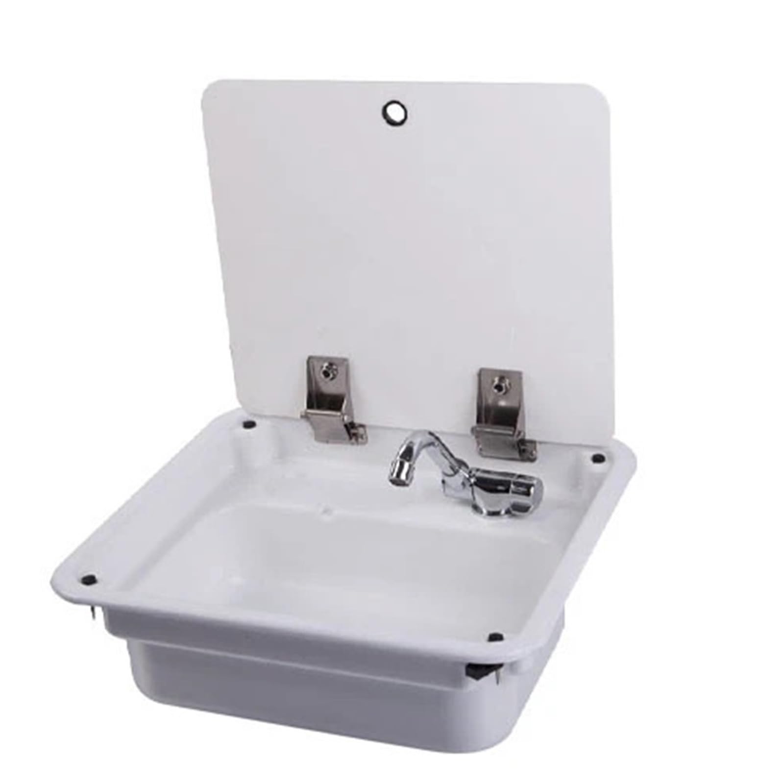 Yonmledo White Rv Stainless Steel Wash Sink Sink With Lid Top With Faucet Apply To Boat Caravan Rv Camper 445 * 400 * 140Mm Easy Clean