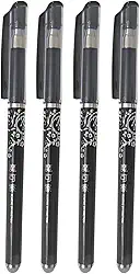 Kit 4 Caneta Apagável Mágica Ponta Fina 0.5mm Preto Fantasminha Canetas Que Apaga (Preto)